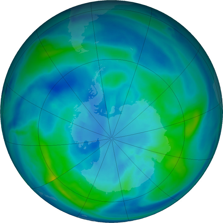 Antarctic ozone map for 04 April 2021
